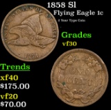 1858 Sl Flying Eagle Cent 1c Grades vf++