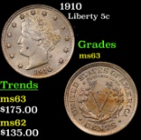 1910 Liberty Nickel 5c Grades Select Unc
