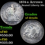 1874-s Arrows Seated Half Dollar 50c Grades xf details