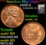 ***Auction Highlight*** 1930-d Lincoln Cent 1c Graded GEM++ RD By USCG (fc)