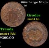 1864 Large Motto Two Cent Piece 2c Grades Choice Unc BN