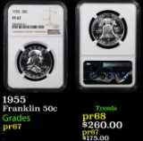 Proof NGC 1955 Franklin Half Dollar 50c Graded pr67 By NGC