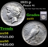 1921-p Peace Dollar $1 Graded au55 By SEGS