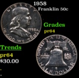 Proof 1958 Franklin Half Dollar 50c Grades Choice Proof