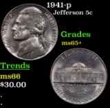 1941-p Jefferson Nickel 5c Grades GEM+ Unc