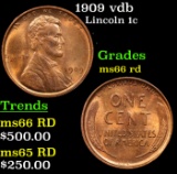 1909 vdb Lincoln Cent 1c Grades GEM+ Unc RD