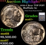 ***Auction Highlight*** 1938-d Buffalo Nickel Near TOP POP! 5c Graded ms67+ By SEGS (fc)