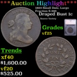 ***Auction Highlight*** 1803 Small Date, Large Fraction Draped Bust Large Cent S-260 1c Graded vf25