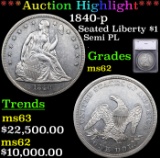 ***Auction Highlight*** 1840-p Seated Liberty Dollar $1 Graded ms62 By SEGS (fc)
