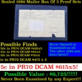 ***Auction Highlight*** Original sealed box 5- 1986 United States Mint Proof Sets (fc)