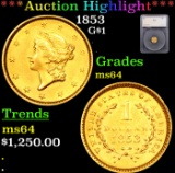 ***Auction Highlight*** 1853 Gold Dollar $1 Graded ms64 By SEGS (fc)