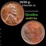 1936-p Lincoln Cent 1c Grades GEM Unc BN