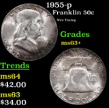 1955-p Franklin Half Dollar 50c Grades Select+ Unc