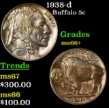 1938-d Buffalo Nickel 5c Grades GEM++ Unc