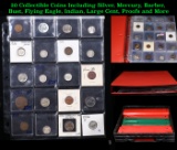 20 Collectible Coins Including Silver, Mercury, Barber, Bust, Flying Eagle, Indian, Large Cent, Proo