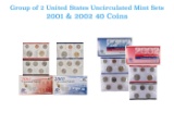 Group of 2 United States Mint Set in Original Government Packaging! From 2001-2002 with 40 Coins Ins