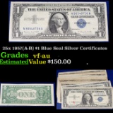 25x Nonconsecutive Serial Number 1957(A-B) $1 Blue Seal Silver Certificates Grades vf-au