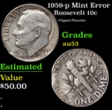 1959-p Roosevelt Dime Mint Error 10c Grades Select AU