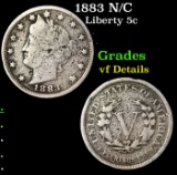 1883 N/C Liberty Nickel 5c Grades vf details