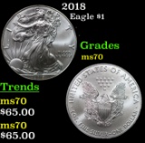 2018 Silver Eagle Dollar $1 Graded ms70