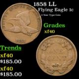 1858 LL Flying Eagle Cent 1c Grades xf