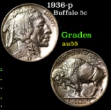 1936-p Buffalo Nickel 5c Grades Choice AU
