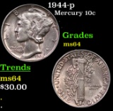 1944-p Mercury Dime 10c Grades Choice Unc