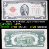 1928G $2 Red Seal Legal Tender Note Grades vf+