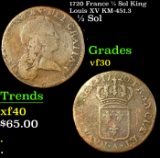 1720 France 1/2 Sol King Louis XV KM-451.3 Grades vf++