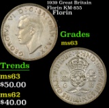 1939 Great Britain Florin KM-855 Grades Select Unc