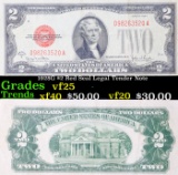 1928G $2 Red Seal Legal Tender Note Grades vf+