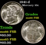 1941-d Mercury Dime 10c Grades GEM+ FSB