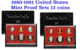 Group of 2 United States Mint Proof Sets 1980-1981 12 coins