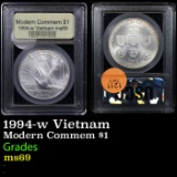1994-w Vietnam Modern Commem Dollar $1 Graded GEM+++ Unc By USCG