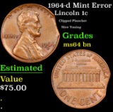 1964-d Lincoln Cent Mint Error 1c Grades Choice Unc BN