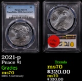 PCGS 2021-p Peace Dollar $1 Graded ms70 By PCGS