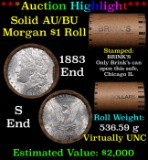 ***Auction Highlight***  AU/BU Slider Brinks Shotgun Morgan $1 Roll 1883 & S Ends Virtually UNC (fc)