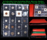 20 Collectible Coins Including Silver, Mercury, Barber, Bust, Flying Eagle, Indian, Large Cent, Proo