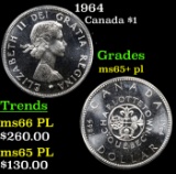 1964 Canadian Dollar $1 Grades Gem++ Unc PL