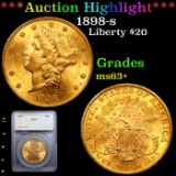 ***Auction Highlight*** 1898-s Gold Liberty Double Eagle $20 Graded ms63+ By SEGS (fc)