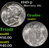 1945-p Mercury Dime 10c Grades GEM+ Unc