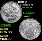 1891-p Morgan Dollar $1 Grades Select Unc