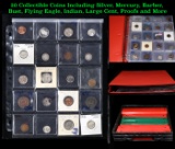 20 Collectible Coins Including Silver, Mercury, Barber, Bust, Flying Eagle, Indian, Large Cent, Proo