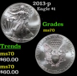 2013-p Silver Eagle Dollar $1 Graded ms70
