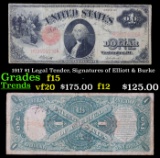 1917 $1 Legal Tender, Signatures of Elliott & Burke Grades f+