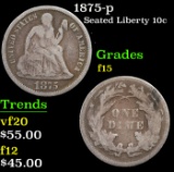 1875-p Seated Liberty Dime 10c Grades f+