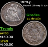 1873-p Seated Liberty Half Dime 1/2 10c Grades AU Details