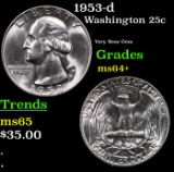 1953-d Washington Quarter 25c Grades Choice+ Unc