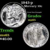 1943-p Mercury Dime 10c Grades GEM Unc.