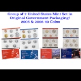 Group of 2 United States Mint Set in Original Government Packaging! From 2005-2006 with 42 Coins Ins